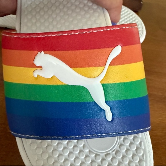 New Puma rainbow slides youth size 1 sandals white sole unisex shoe - Picture 6 of 11